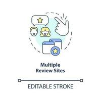 Multiple review sites concept icon. Website for sharing opinion. Online feedbacks abstract idea thin line illustration. Isolated outline drawing. Editable stroke vector