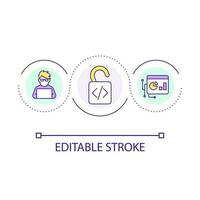 Open source software loop concept icon. Web development trend. Decrypt database. Backend framework abstract idea thin line illustration. Isolated outline drawing. Editable stroke vector