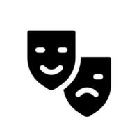 Drama and comedy theater black glyph ui icon. Live performance in theatre. User interface design. Silhouette symbol on white space. Solid pictogram for web, mobile. Isolated vector illustration