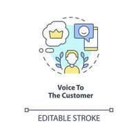 Voice to customer concept icon. Loyal client reviews purpose abstract idea thin line illustration. Relationship with brand. Isolated outline drawing. Editable stroke vector