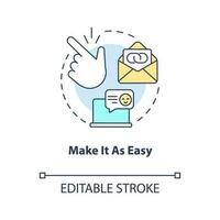 Make it as easy concept icon. Motivating customers to write reviews abstract idea thin line illustration. Email request. Isolated outline drawing. Editable stroke vector