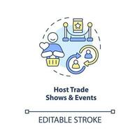 Host trade shows and events concept icon. Engaging experience for loyal customers abstract idea thin line illustration. Isolated outline drawing. Editable stroke vector