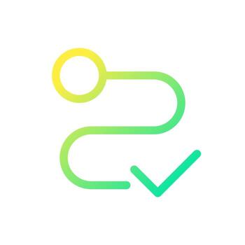 entrega terminado píxel Perfecto degradado lineal ui icono. exitoso terminación de envío. línea color usuario interfaz símbolo. moderno estilo pictograma. vector aislado contorno ilustración