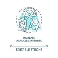 Increase available expertise turquoise concept icon. Business outsourcing reason abstract idea thin line illustration. Isolated outline drawing. Editable stroke vector