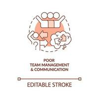 Poor team management and communication terracotta concept icon. Outsourcing drawback abstract idea thin line illustration. Isolated outline drawing. Editable stroke vector