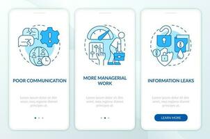 superación inconvenientes azul inducción móvil aplicación pantalla. más trabajo recorrido 3 pasos editable gráfico instrucciones con lineal conceptos. ui, ux, gui modelo vector