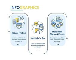 Collecting reviews approaches rectangle infographic template. Data visualization with 3 steps. Editable timeline info chart. Workflow layout with line icons vector