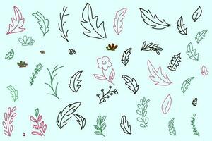 line drawings, leaves, various forms For making gift wrapping paper, patterns on socks, bed sheets, pillow cases, scarves, clothing patterns, bags, handkerchiefs Or make book covers, curtains, pattern vector