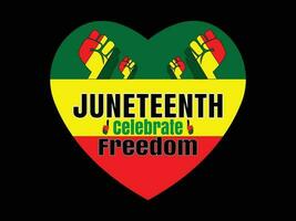 Banner with sky view and waving Juneteenth flag, flying doves and reminder label to commemorate this special celebration also called Freedom Day this 19th June. vector