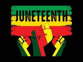 Banner with sky view and waving Juneteenth flag, flying doves and reminder label to commemorate this special celebration also called Freedom Day this 19th June. vector