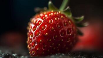 Juicy strawberry slice, vibrant colors, fresh sweetness generated by AI photo