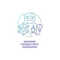 Empower yourself with knowledge blue gradient concept icon. Education. Boost self confidence at work abstract idea thin line illustration. Isolated outline drawing vector