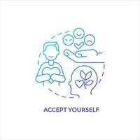 Accept yourself blue gradient concept icon. Self love benefit. Overcoming lack of confidence abstract idea thin line illustration. Isolated outline drawing vector