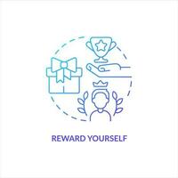 Reward yourself blue gradient concept icon. Boost your self esteem. Overcoming lack of confidence abstract idea thin line illustration. Isolated outline drawing vector