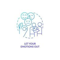 Let your emotions out blue gradient concept icon. Accept strong feelings. Improving self esteem abstract idea thin line illustration. Isolated outline drawing vector
