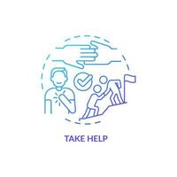 Take help blue gradient concept icon. Be open to professional support. Improving self esteem abstract idea thin line illustration. Isolated outline drawing vector