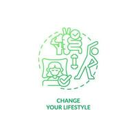 Change your lifestyle green gradient concept icon. Maintain healthy habits. Improving self esteem abstract idea thin line illustration. Isolated outline drawing vector