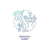 Develop hobby blue gradient concept icon. Take break from routine life. Improving self esteem abstract idea thin line illustration. Isolated outline drawing vector