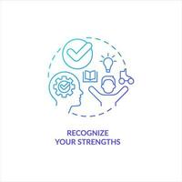 Recognize your strengths blue gradient concept icon. Believe in yourself. Improving self esteem abstract idea thin line illustration. Isolated outline drawing vector