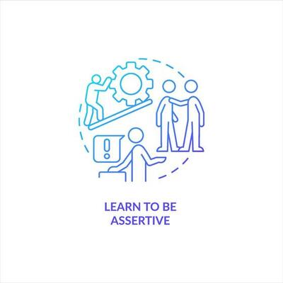 Learn to be assertive blue gradient concept icon. Respectful relationship. Improving self esteem abstract idea thin line illustration. Isolated outline drawing