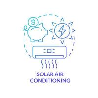 Solar air conditioning blue gradient concept icon. Eco efficient. Green energy system. Home cooling abstract idea thin line illustration. Isolated outline drawing vector