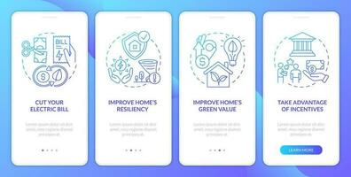considerando renovable poder razones azul degradado inducción móvil aplicación pantalla. recorrido 4 4 pasos gráfico instrucciones con lineal conceptos. ui, ux, gui modelo vector