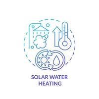 Solar water heating blue gradient concept icon. Sustainable house. Renewable energy at home abstract idea thin line illustration. Isolated outline drawing vector