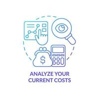 Analyzing current costs blue gradient concept icon. Eco power. Selecting energy provider factor abstract idea thin line illustration. Isolated outline drawing vector