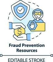 Fraud prevention resources concept icon. Security. Treasury management service abstract idea thin line illustration. Isolated outline drawing. Editable stroke vector