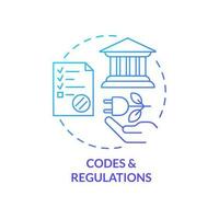 Codes and regulations blue gradient concept icon. Green power. Alternative energy company requirements abstract idea thin line illustration. Isolated outline drawing vector