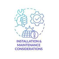 Installation and maintenance considerations blue gradient concept icon. House alternative energy abstract idea thin line illustration. Isolated outline drawing vector