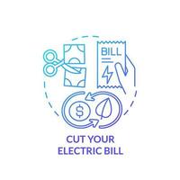 Cut your electric bill blue gradient concept icon. Reason for considering green electricity abstract idea thin line illustration. Isolated outline drawing vector