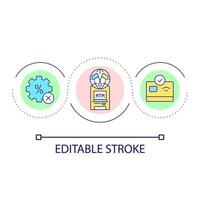 International bank ATM loop concept icon. Foreign transactions. Worldwide credit card. Travel friendly abstract idea thin line illustration. Isolated outline drawing. Editable stroke vector
