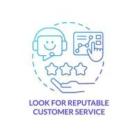 Look for reputable customer service blue gradient concept icon. Selecting power supplier factor abstract idea thin line illustration. Isolated outline drawing vector