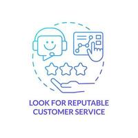 Look for reputable customer service blue gradient concept icon. Selecting power supplier factor abstract idea thin line illustration. Isolated outline drawing vector