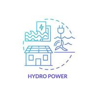 Hydro power blue gradient concept icon. Alternative sources. Sustainable house with renewable energy abstract idea thin line illustration. Isolated outline drawing vector