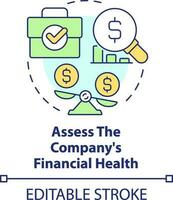Assess company financial health concept icon. Treasury management necessity abstract idea thin line illustration. Isolated outline drawing. Editable stroke vector