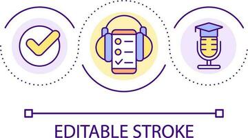 Audio lessons loop concept icon. Building conversation skills abstract idea thin line illustration. Language learning. Audio courses. Isolated outline drawing. Editable stroke vector