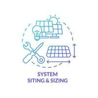 System siting and sizing blue gradient concept icon. Solar panel. Setup renewable energy at home abstract idea thin line illustration. Isolated outline drawing vector