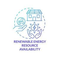 Renewable energy resource availability blue gradient concept icon. Selecting electric system abstract idea thin line illustration. Isolated outline drawing vector