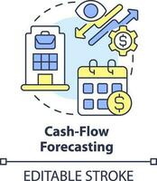 Cash-flow forecasting concept icon. Treasury management system function abstract idea thin line illustration. Isolated outline drawing. Editable stroke vector