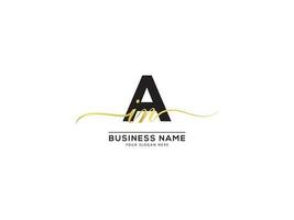 elegante ain firma letra logo y dorado color vector