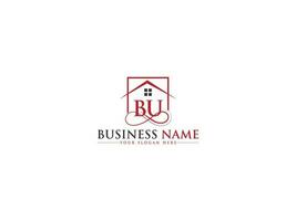 Initial Real Estate Bu Building Logo, Typography House BU Logo Letter Vector