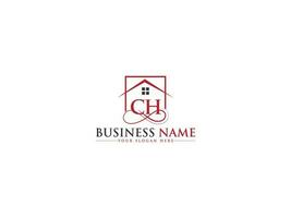 iniciales real inmuebles ch lujo hogar logo, único ch logo letra vector casa