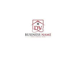 Minimalist Real Estate Dv Logo Symbol, Building DV Logo Icon Vector Stock