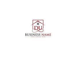 Minimalist Real Estate Du Logo Symbol, Building DU Logo Icon Vector Stock