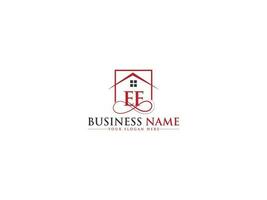 real inmuebles ef lujo hogar, iniciales edificio ef logo letra vector