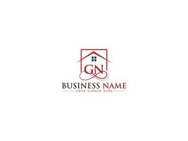 real inmuebles gn lujo hogar logo, iniciales gn ng edificio logo letra vector