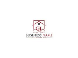 real inmuebles gl lujo hogar logo, iniciales gl lg edificio logo letra vector