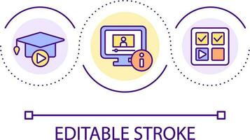 Interactive video lessons loop concept icon. Video tutorials to students abstract idea thin line illustration. Online courses. E learning. Isolated outline drawing. Editable stroke vector